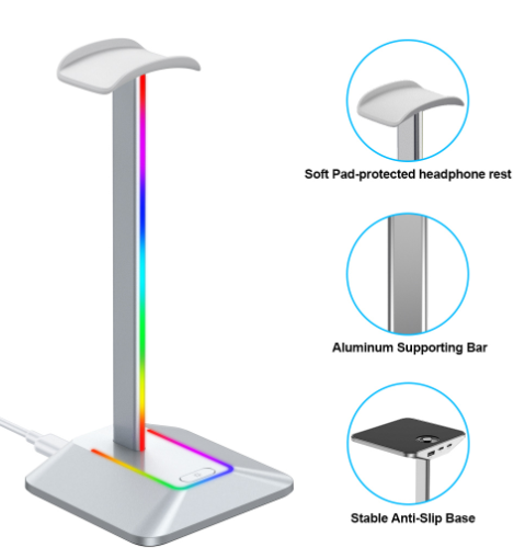 Supporto per Cuffie Gaming New Bee Z8 RGB con Illuminazione a 7 Colori e Porta USB-C – Design Stabile e Antiscivolo