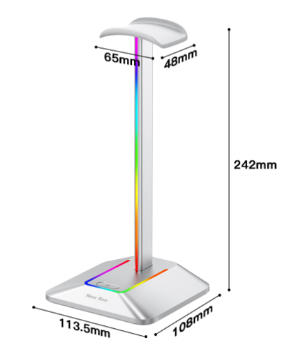Supporto per Cuffie Gaming New Bee Z8 RGB con Illuminazione a 7 Colori e Porta USB-C – Design Stabile e Antiscivolo