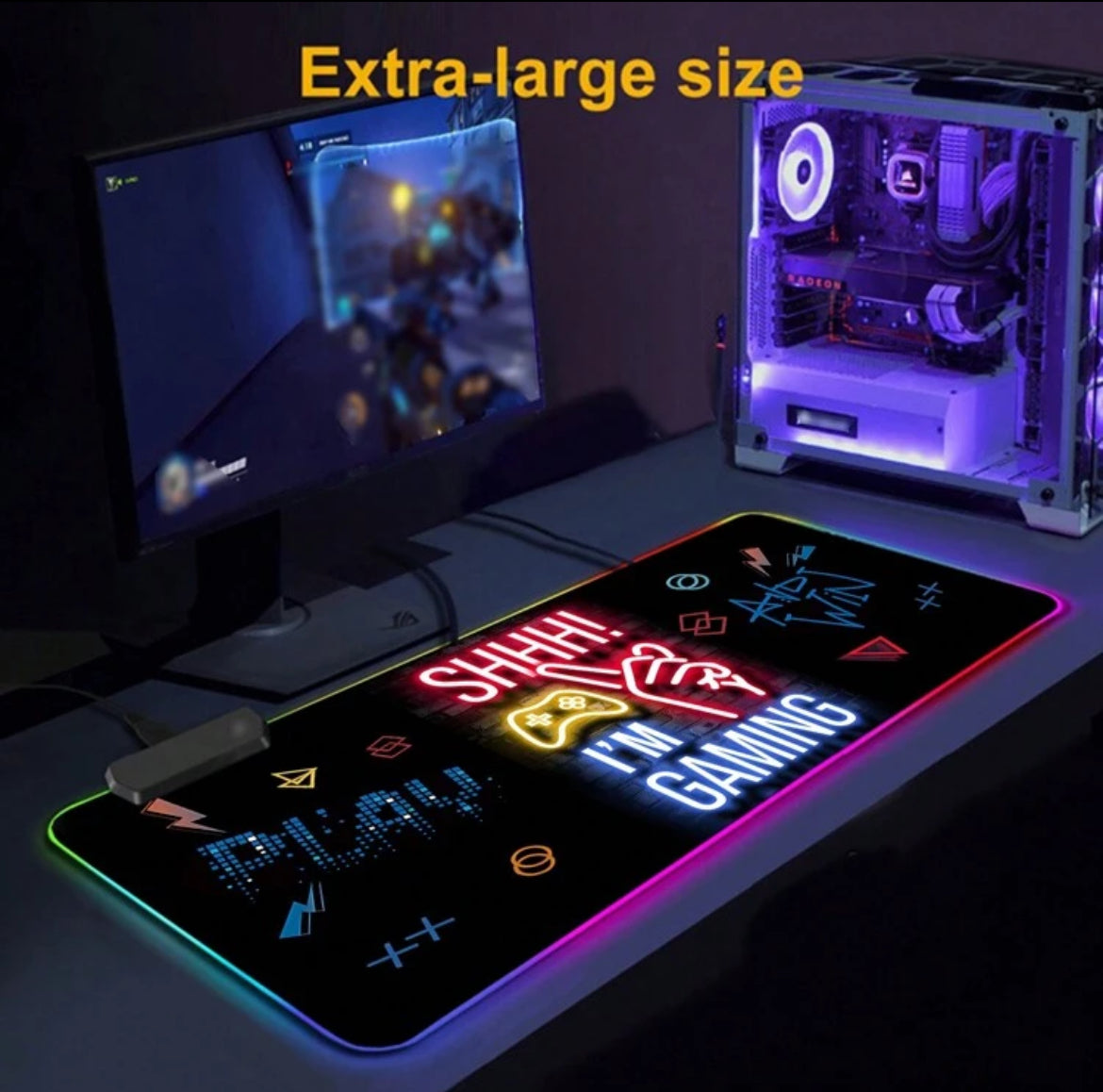 Mousepad da Gaming con Stampa “Shhh! I’m Gaming” e Luci RGB
