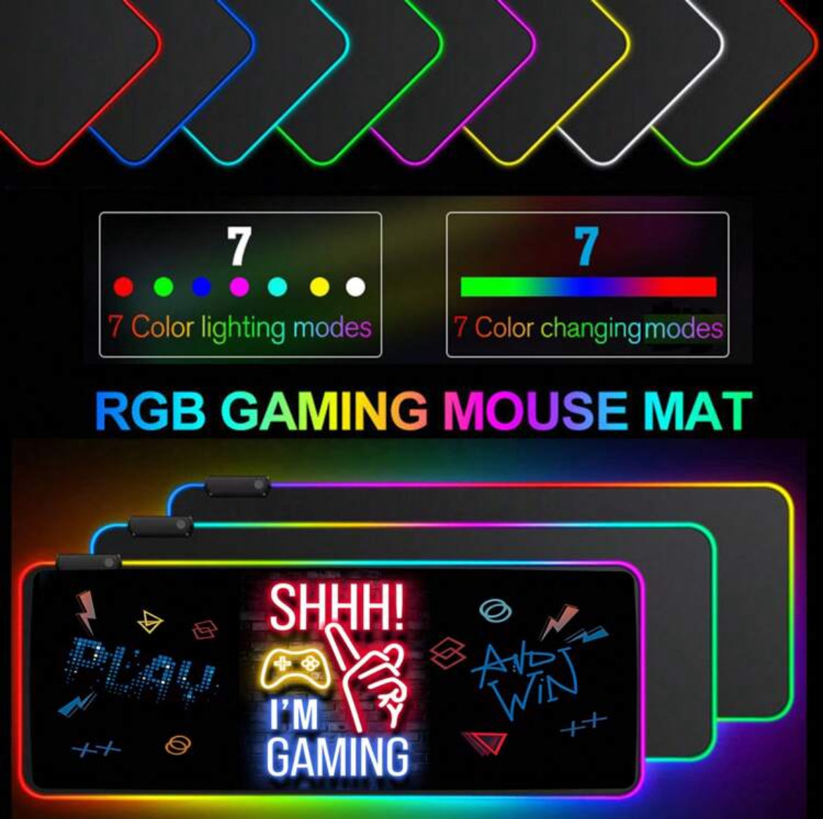 Mousepad da Gaming con Stampa “Shhh! I’m Gaming” e Luci RGB