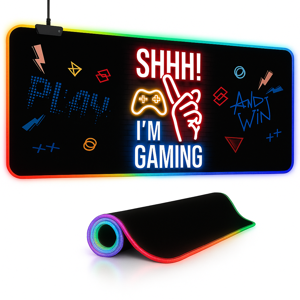 Mousepad da Gaming con Stampa “Shhh! I’m Gaming” e Luci RGB