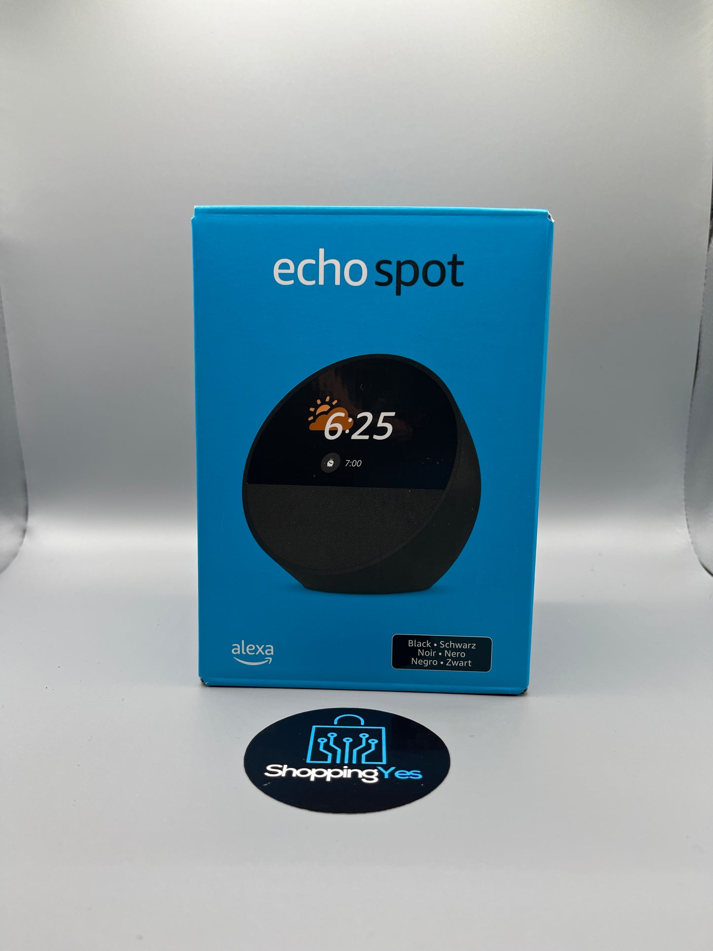 Amazon Echo Spot (modello 2024) – Sveglia intelligente con Alexa e audio di qualità | Display circolare | Bluetooth & Wi-Fi | Colore Black