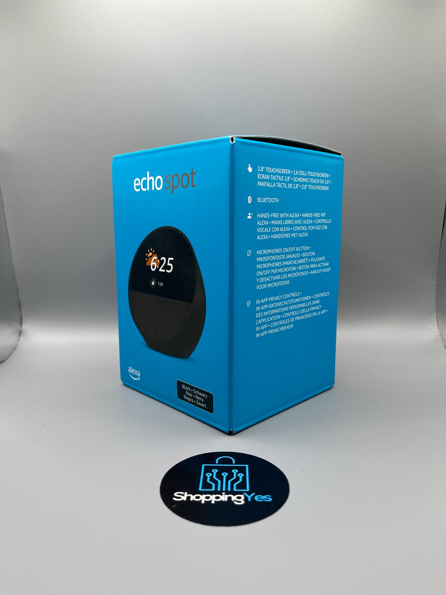 Amazon Echo Spot (modello 2024) – Sveglia intelligente con Alexa e audio di qualità | Display circolare | Bluetooth & Wi-Fi | Colore Black