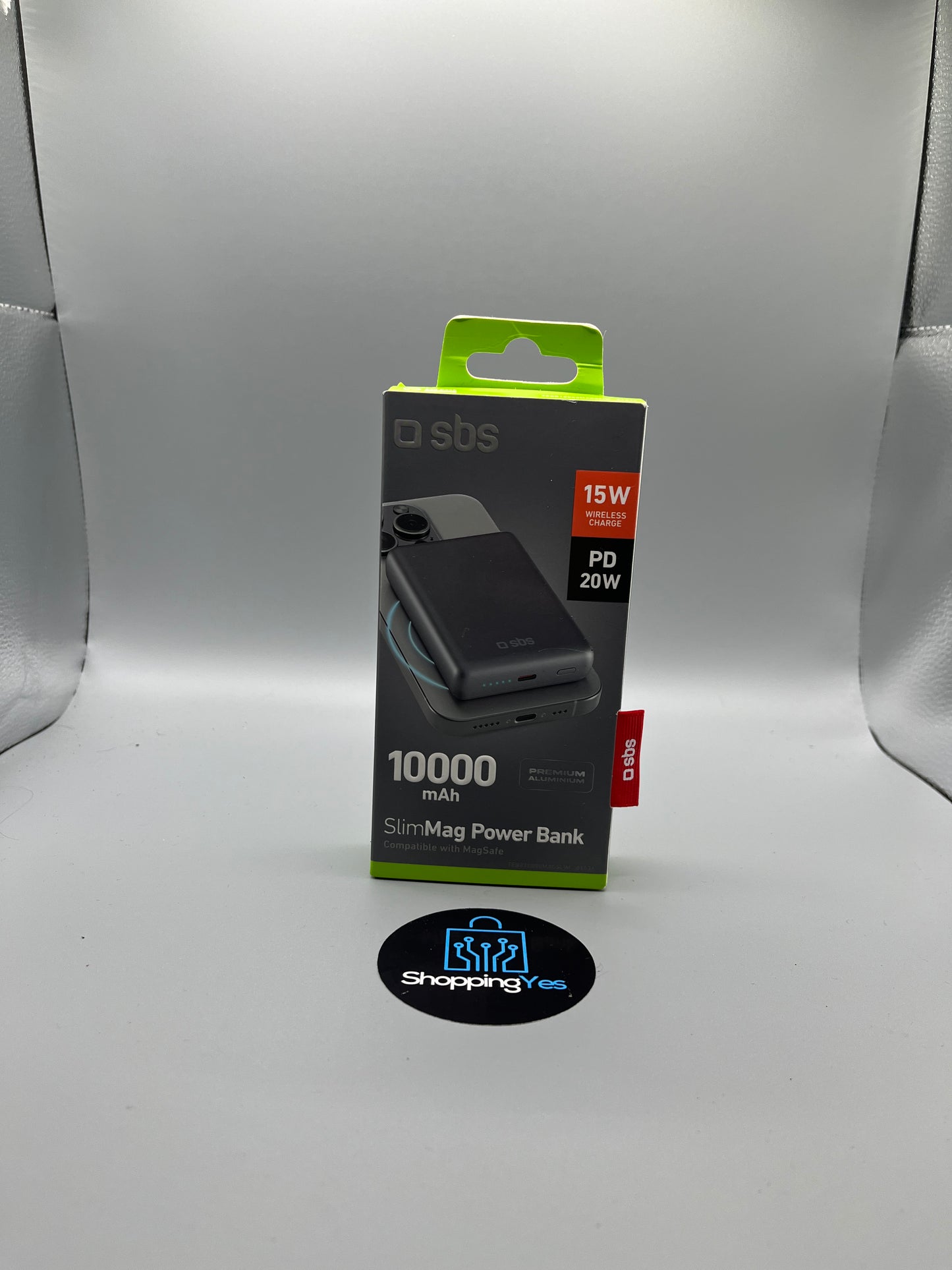 SBS PowerBank 10K MagSafe, USB-C 20W PD + Wireless 15W, Ricarica Rapida, Magnetico