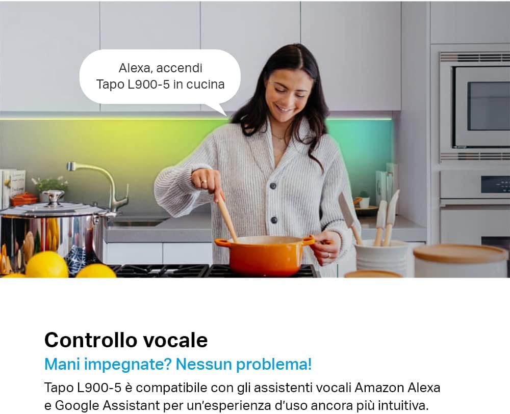 Tapo L900-5 Striscia LED Smart Wi-Fi 5m, Controllo Vocale Compatibile con Alexa e Google.
