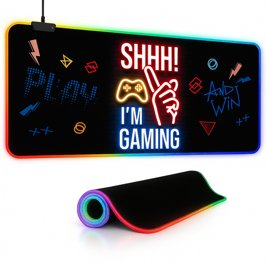 Mousepad da Gaming con Stampa “Shhh! I’m Gaming” e Luci RGB