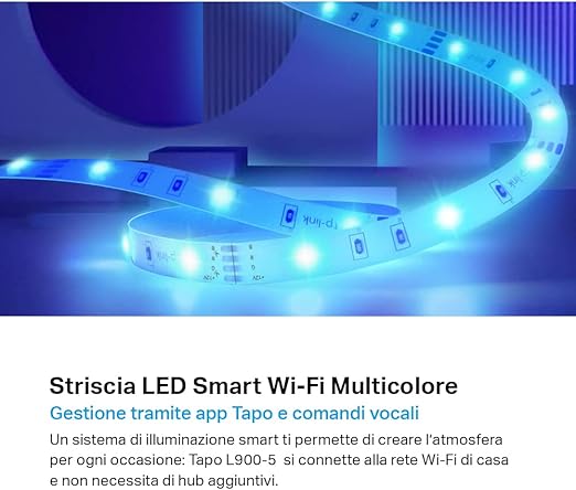 Tapo L900-5 Striscia LED Smart Wi-Fi 5m, Controllo Vocale Compatibile con Alexa e Google.