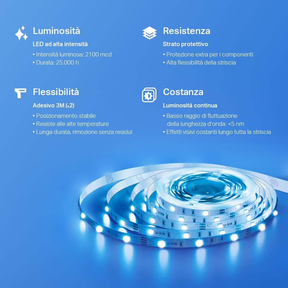 Tapo L900-5 Striscia LED Smart Wi-Fi 5m, Controllo Vocale Compatibile con Alexa e Google.